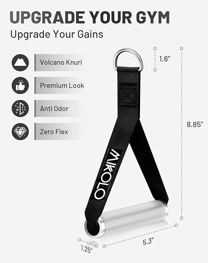 Mikolo Aluminum Alloy Cable Machine Handles, Exercise Handles D Handle Cable Attachments for Gym, Durable Cable Machine Attachment for Cable Crossover Training