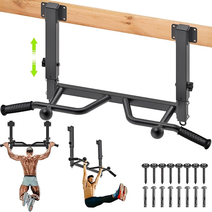 SELEWARE Heavy Duty Welded Pull Up Bar, Versatile Doorway Wall Mount, Joist Mounted, and Ceiling Mounted Chin Up Bars, Thick Metal Sturdy Construction for Full Body Workouts Support 500 lbs