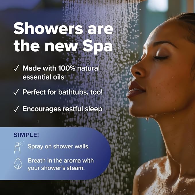 MOXĒ Dream Lavender & Chamomile Shower Mist, Spa Steam Spray, Certified Natural Essential Oils, Aromatherapy, Tension Relief, USA Made, 4 Ounces