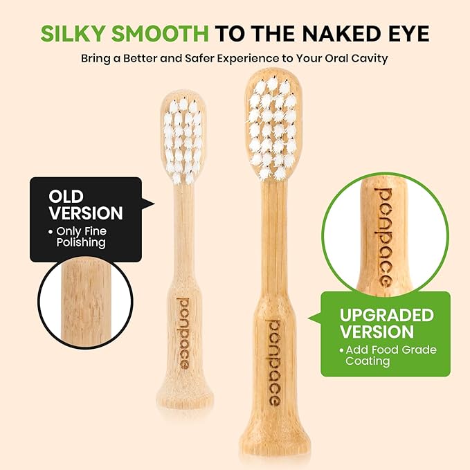 Bamboo Toothbrush Heads Compatible with Gleem, Extra Soft Castor-Oil Bristles for Sensitive Teeth, Eco-Friendly & Gentle Cleaning