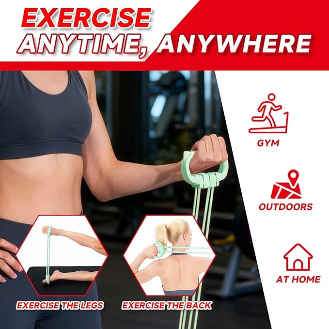 6 Gear Adjustable Resistance Bands, Fitness Resistance Bands Exercise Bands with Comfort Grips, Unisex, for Arms, Chest Extender, Home Workout, Fitness, Pilates