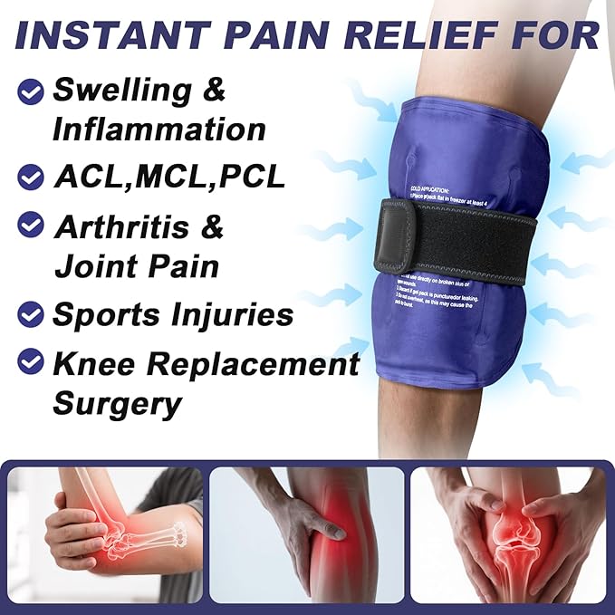 Large Ice Pack for Injuries Reusable Gel for Lower Back, Cold Packs Wrap for Shoulder, Knee, Elbow, Hip, Leg, Soft Cold Compress,16 × 9"