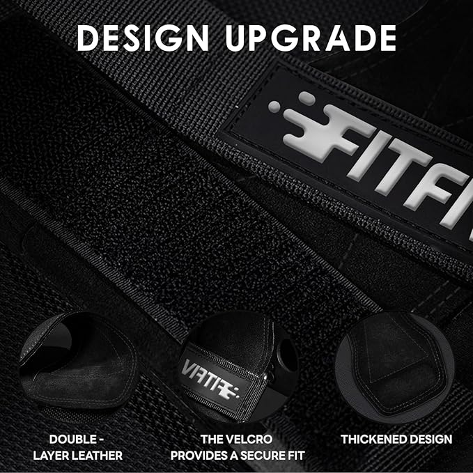 Weight Lifting Wrist Strap, Double Leather Weightlifting Wrist Straps for Gym Strength Training, Neoprene Padded Wrist Wraps - for Men & Women (Pair)