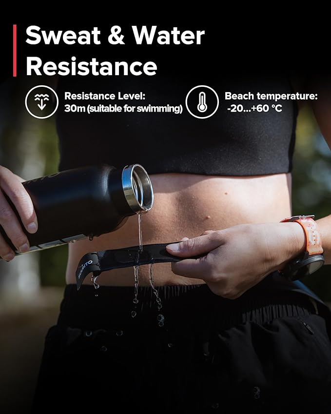 SUUNTO Smart Heart Rate Belt, Accurate Bluetooth Heart Rate Measurement Sensor, Multiple sports Comfortable fit for Running & Swimming, 500H Long Battery Life with Internal Memory, Waterproof, Black