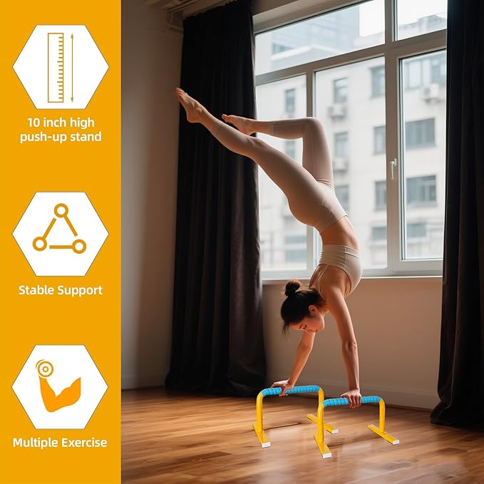 Strength Training Parallettes Push Up Bars, Pushup Handles Calisthenics Equipment for Home Workout, Anti-slip Gymnastics Bars, Handstand & Dip Bar for Outdoor Exercise