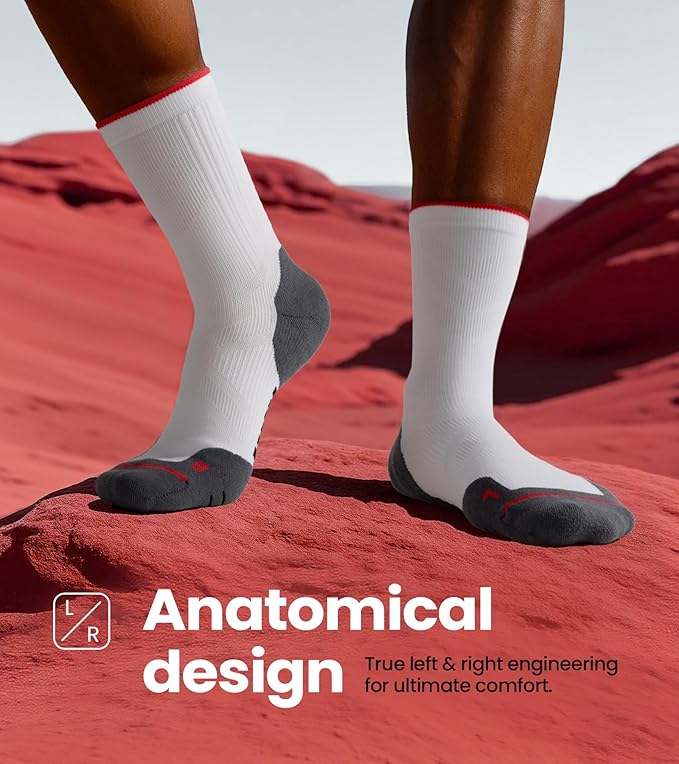 COOLMAX Performance Running Socks Men Women, Cushioned Crew Men's Athletic Socks Anti-Blister Moisture Wicking 3 Pack