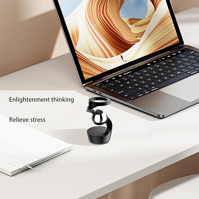 Fidget Toys Adult, Gravity Defying Kinetic Desk Toy, Metal ADHD Silent Fidget Toy Spinner, Balance Desk Toys for Office for Adults, Party Favors, Birthday (Gray-Rose Gold Ball)