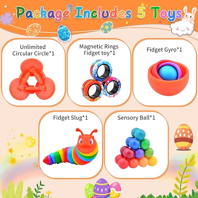 Fidget Toys for Kids 8-12 Pack, Sensory Toys Set Easter Basket Stuffers for Adults Teen Autism, Fidget Spinner, Sensory Ball Desk Toy Stress Relief Gift for ADHD Toddler