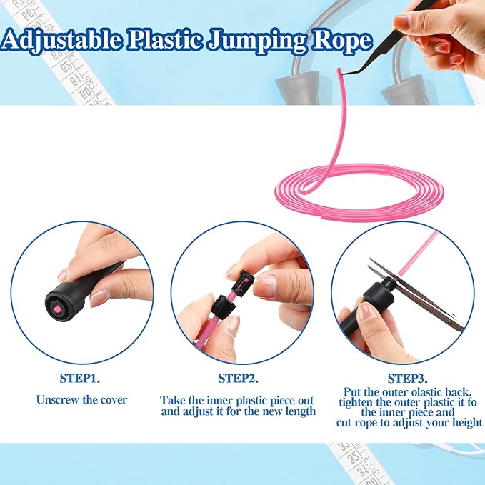 Xinnun 32 Pcs PVC Jump Ropes for Fitness 9.2 ft Adjustable Skipping Rope Versatile Unbreakable Rope with Plastic Handle for Women Men Endurance Training Cardio Exercise Workout