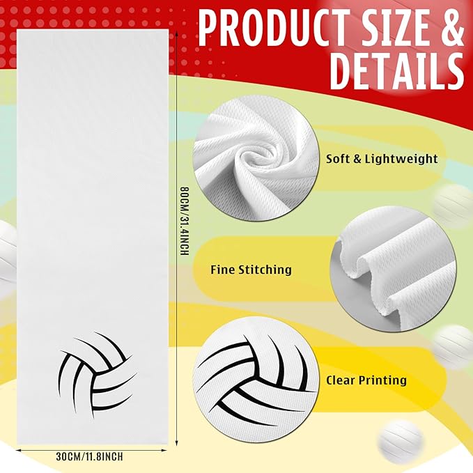 12 Count Volleyball Cooling Towels Volleyball Gifts for Team Soft Sports Breathable Chilly Towels Ice Neck Wrap Workout Sweat Washcloths for Sports Gym Microfiber Dishcloths for Coach Gifts