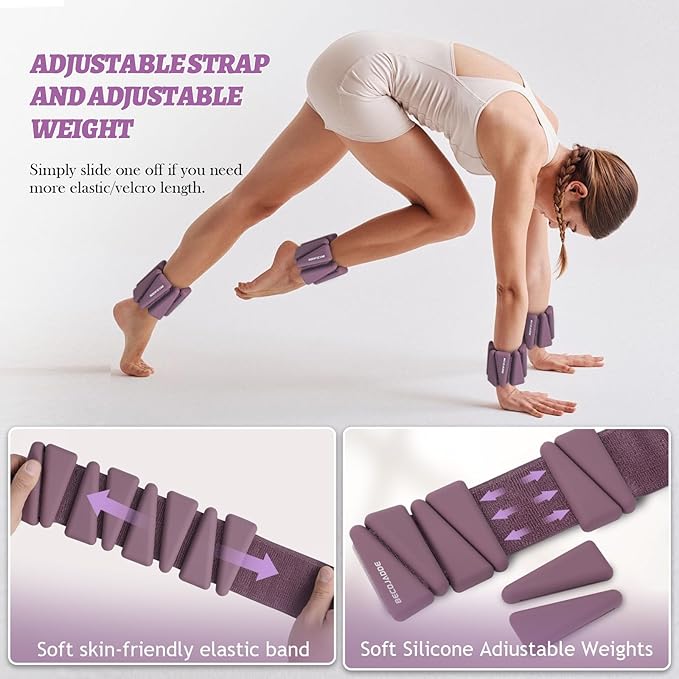 Ankle Weights Set of 2 (1 lb/2 lb/3 lb Each) Adjustable Wrist Weights for Women Men Wearable Arm Leg Weight for Pilates, Running, Walking, Workout, Yoga