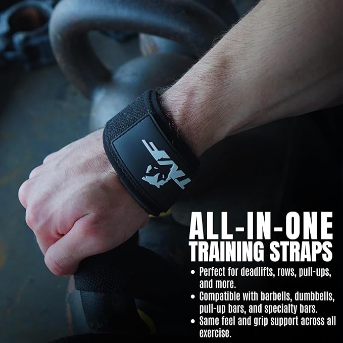 Ekkovision Weight Lifting Straps With Cuffed D Ring, Wrist Support for Men, Heavy Duty Thick Comfortable Lifting Straps, Secure Fit, Enhanced Grip, Straps for Weightlifting & Gym Training, Black