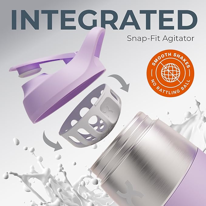 32oz Stainless Steel Protein Shaker Bottle – Leak-Proof Metal Shaker Cup with Snap-Fit Agitator for Smooth, Clump-Free Shakes – BPA-Free, Odor Resistant, Easy to Clean