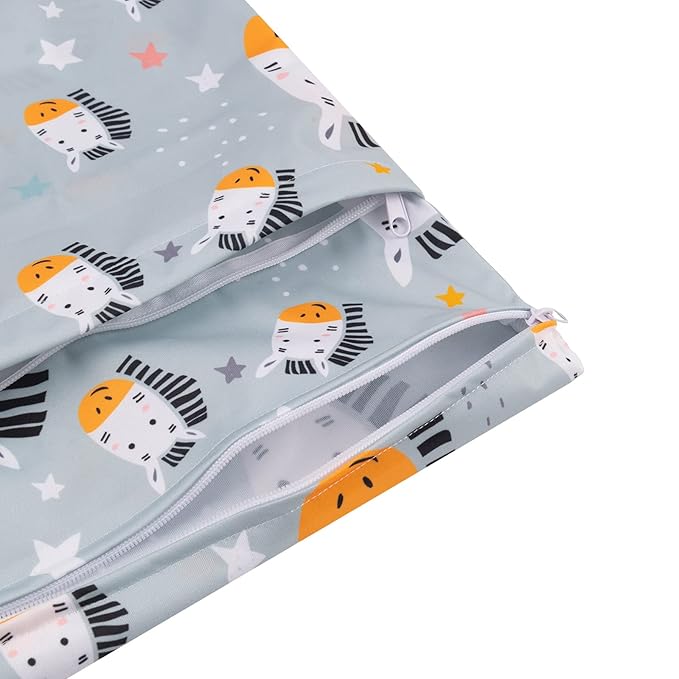 babygoal Wet Dry Bags for Baby Cloth Diapers, Washable Travel Bags, Beach, Pool, Gym Bag for Swimsuits & Wet Clothes with Two Zippered Pockets 3 Pack, 3LN26