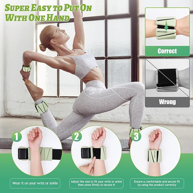 Ankle Weights Set of 2 (1 lb/2 lb/3 lb Each) Adjustable Wrist Weights for Women Men Wearable Arm Leg Weight for Pilates, Running, Walking, Workout, Yoga