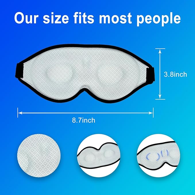 3D Sleep Mask, 100% Blackout 3D Contoured Sleep Eye Mask, Comfortable & Super Soft Sleeping Mask with Adjustable Straps for Women, Men, Sleeping Travel Yoga Naps (Baby Blue)