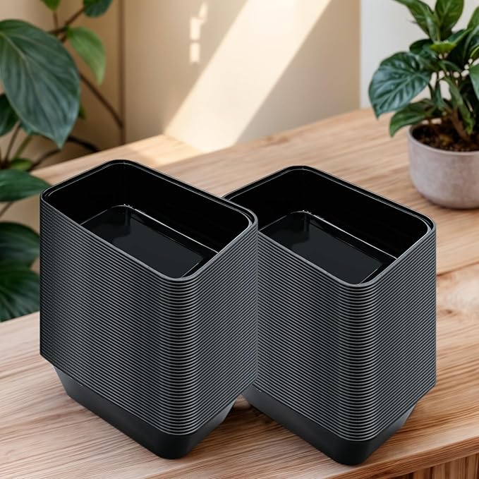 100 Pcs Plastic Meal Prep Containers with Lids Reusable Bento Box 1 Compartment Stackable Disposable Lunch Bowls for Meal Prep, Food Storage (26 oz, Black)