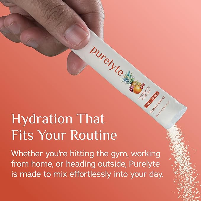 Electrolyte Drink Mix – Sugar-Free Hydration Powder Packets – Clean Electrolytes with Trace Minerals – Keto, Vegan, Gluten-Free – No Artificial Sweeteners – 12 Sticks – Fruit Punch