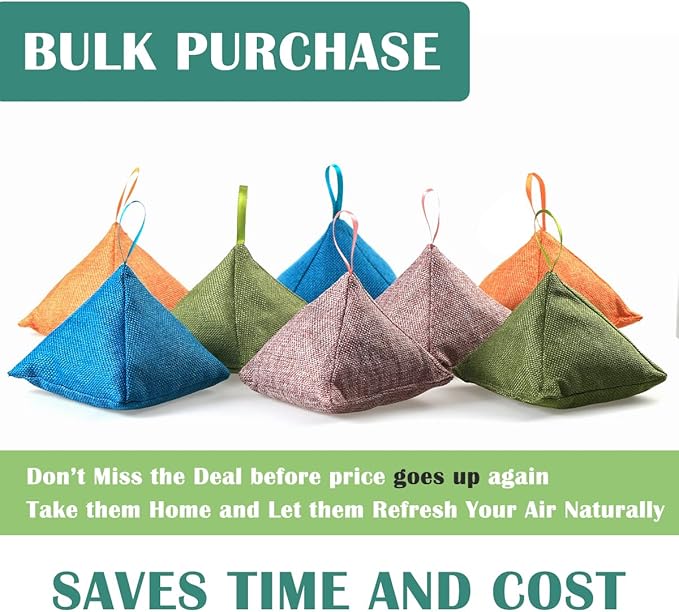 Charcoal Bamboo Bags nature fresh charcoal bags Activated Charcoal Odor Absorber Eliminator Bag (8, Green, Brown, Orange, Blue)