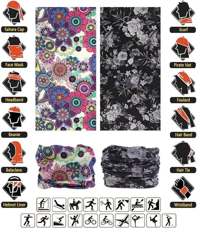 Headband Neck Gaiter Head Wrap Headwear Face Mask Magic Scarf Bandana for Men and Women