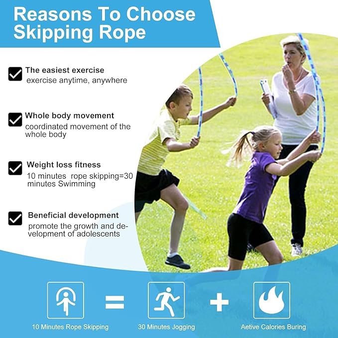 GRAWUN Jump Rope For Kids, Soft Beaded Jump Rope, Adjustable Length Tangle-Free Segmented Soft Beaded Skipping Rope,for Women, Men and Kids Keeping Fit, Workout and Weight Loss