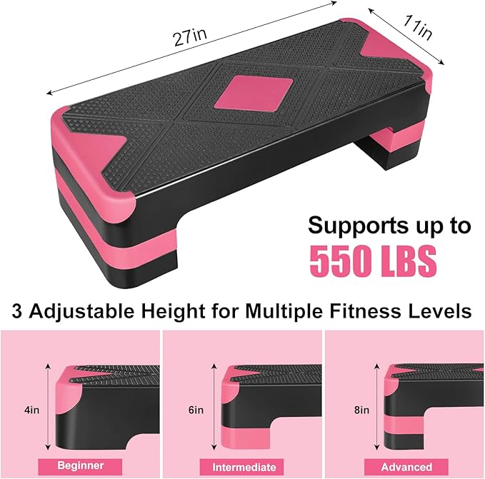 Adjustabl Aerobic Stepper Fitness Step Platform Health Workout for Sports Training