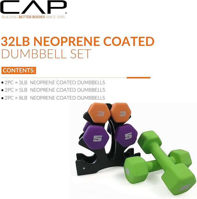 CAP Barbell Neoprene Dumbbell Weights Pairs & Sets | Multiple Colors
