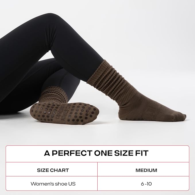 CoolMate Pilates Socks with Grips for Women, Yoga Socks, Crew Non Slip Women for Workout, Barre, Pilates Gifts