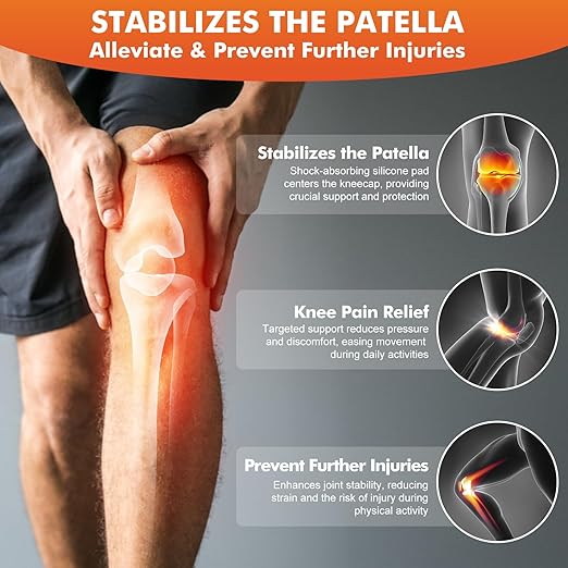 Patella Band - Patellar Tendon Support Strap, 2 Pack Knee Brace for Men and Women, Knee Pain Relief and Knee Support for Basketball, Running, Hiking, Jumpers Knee, Volleyball, Tennis, Squats, Black