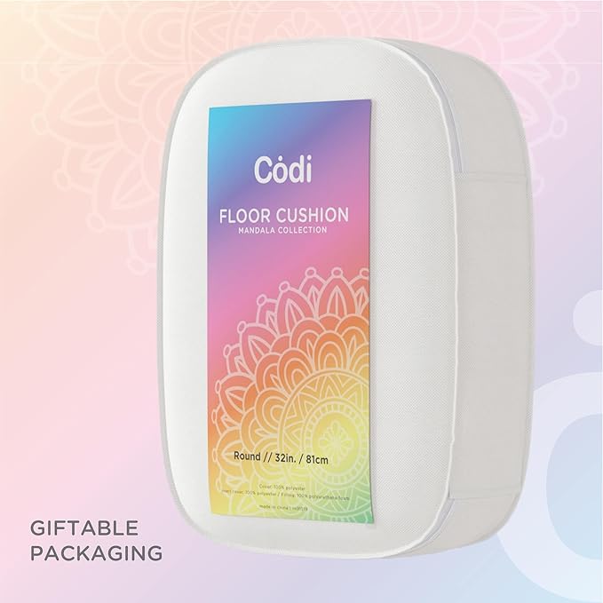 Codi Round Floor Pillow Insert 2 Sets, Large Thick Meditation Cushion, Circular Seating Cushions and Pouf Inserts, 32 Inch, Memory Foam Added, Advanced