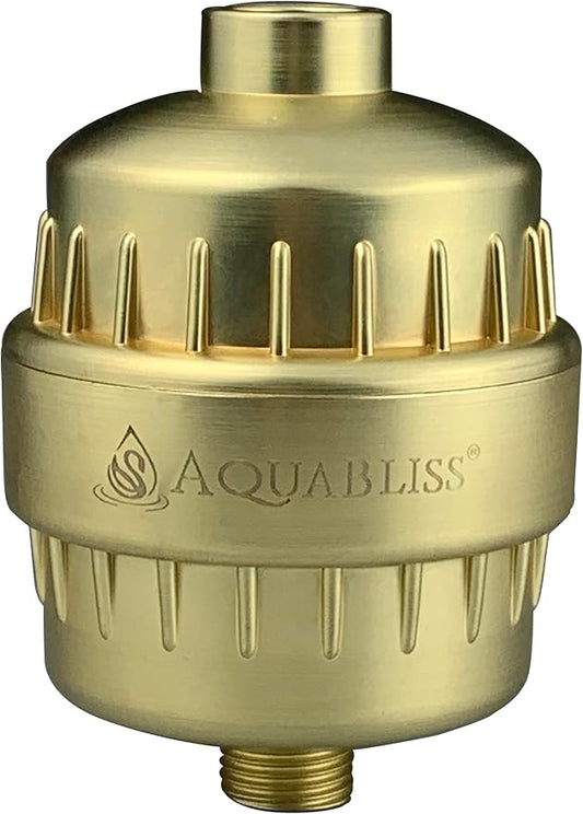 AquaBliss High Output Revitalizing Shower Filter - Reduces Dry Itchy Skin, Dandruff, Eczema, and Dramatically Improves The Condition of Your Skin, Hair and Nails - Matte Gold (SF100-GD)
