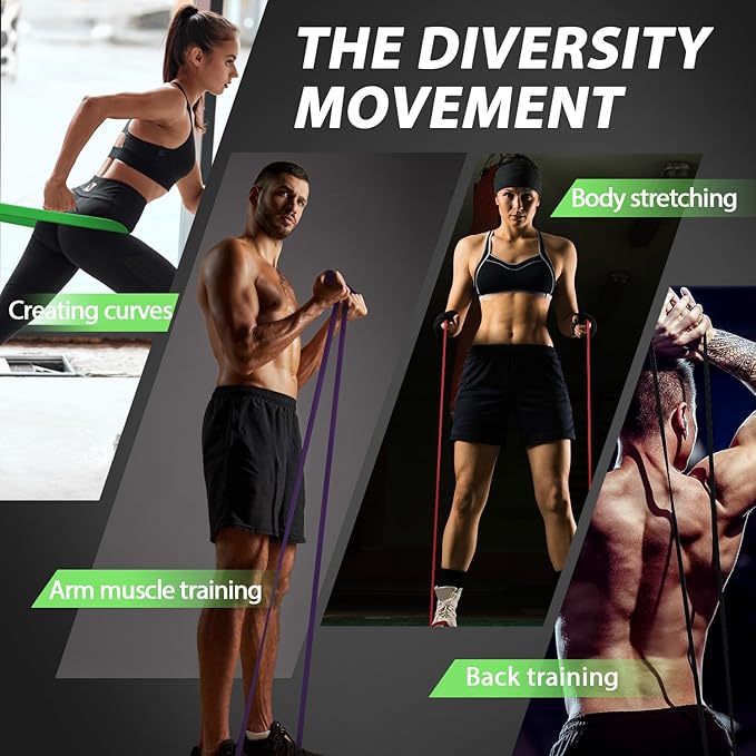 LEEKEY Resistance Bands Set for Pull-Up Assistance & Full-Body Training, Multi-Level Exercise Bands with Bag for Home Workouts, Physical Therapy, Strength Training (Men/Women)