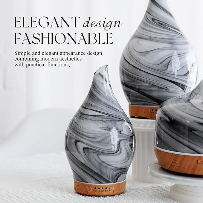 Porseme 150ml Essential Oil Diffuser Glass Color Changing Aroma Air Diffusers Aromatherapy Ultrasonic Cool Mist Humidifier 6 Running Hours Waterless Auto-Off for Sleeping, Yoga, Office, Spa (Ink)