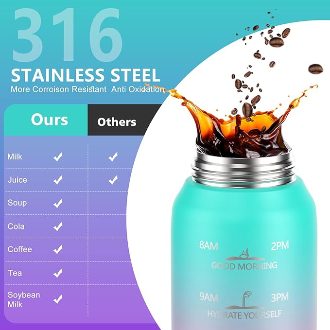 24oz Insulated Water Bottle with Straw and Spout Lids, 700ml 18/10 Stainless Steel Double Wall Vacuum Sports Water Jug, Leakproof Hydro Cup Flask for Men, Women & Kids GREEN PINK PURPLE