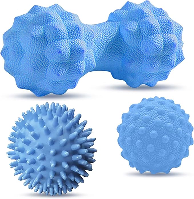 3 PCS Foot Massage Ball Roller Set with Lacrosse Ball, Spiky Ball, Massage Roller - Plantar Fasciitis Relief, Foot Massager for Muscle Pain Recovery, Trigger Point Therapy Tools