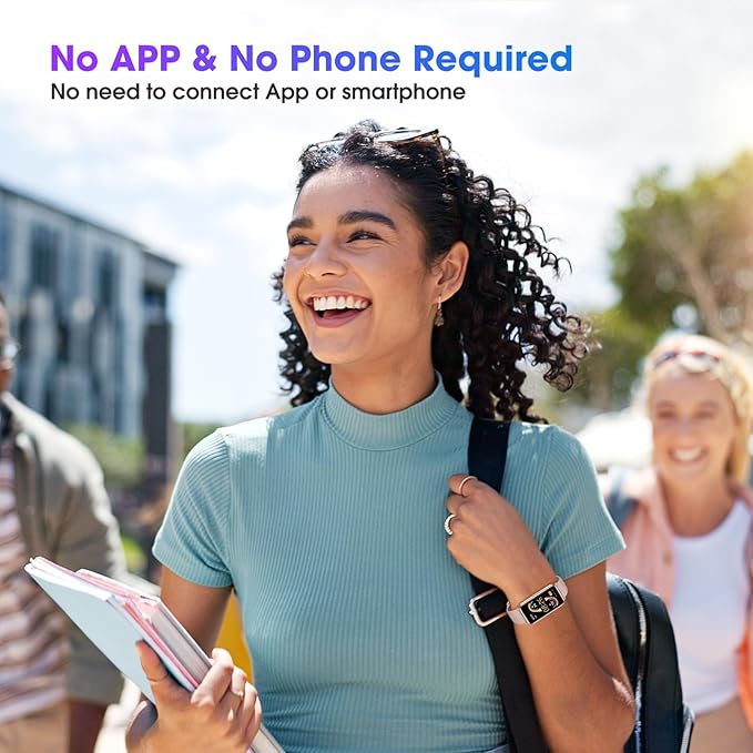 Long Battery Pedometer Watch 14 Days Battery Life, Slim Design No App/Phone Required Fitness Tracker, 50 Meters Waterproof Smart Watch, Heart Rate & Blood Oxygen Monitor Step Counter for Men Women