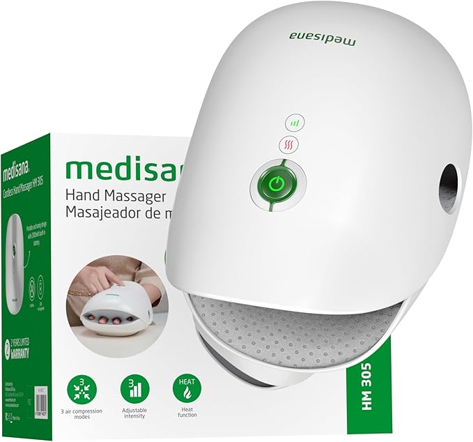 Hand Massager with Heat and Compression, Cordless Hand Massager for Arthritis and Carpal Tunnel Relief, Knuckle Stretching Massage,Birthday Gifts for Women or Men-White