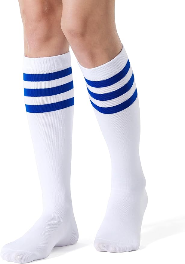 FITRELL Women's Knee High Socks Outdoor Sport Athletic Socks Casual Stripe Tube Socks 1-4 Pack