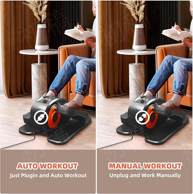 ESL Under Desk Elliptical - Portable Leg Exerciser with Pedal Strap for Seniors, Compact Seated Elliptical with Remote Control, LCD Display Electric Elliptical Trainers for Home