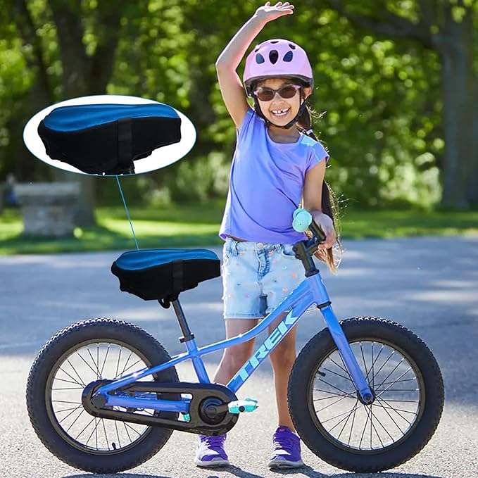 Kids Bicycle Seat Cushion Cover 9"x6",Gel Padded Bike Seat Cover for Boys Girls,Breathable Soft Bike Seat Cover,Child Bicycle Saddle Pad with Water Resistant Cover,Arm Sleeves