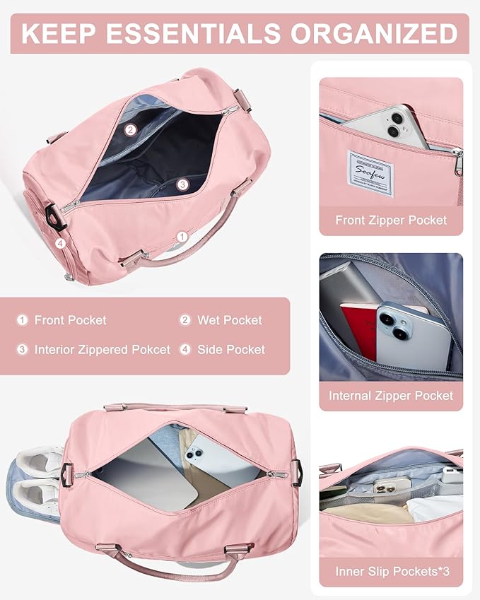 Gym Bag Womens,Travel Duffel Carry on Bag Sport Tote Bag Weekend Overnight Bag