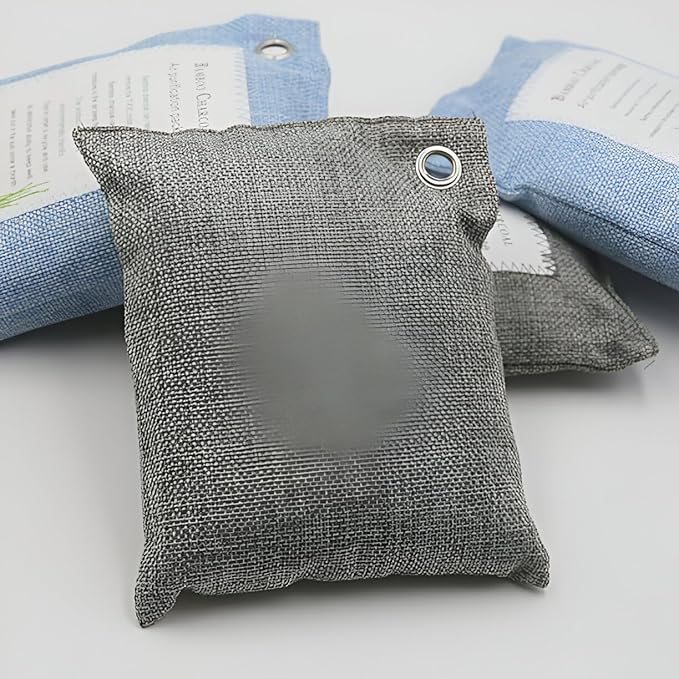 Bamboo Charcoal Air Purifying Bags (4-Pack, 200g Each) – Natural Odor Eliminator & Moisture Absorber for Home, Car, Closets, Bathrooms – Eco-Friendly, Reusable Deodorizer