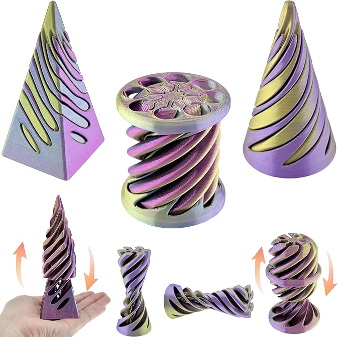 3 Packs Impossible Cone,Spiral Cone Fidget Toy Impossible Pyramid Passthrough Toy,3D Printed Spiral Cone Fidget Toy,Mini Vortex Thread Illusion Desktop Deco Souvenir Gift for Anxiety Relaxing