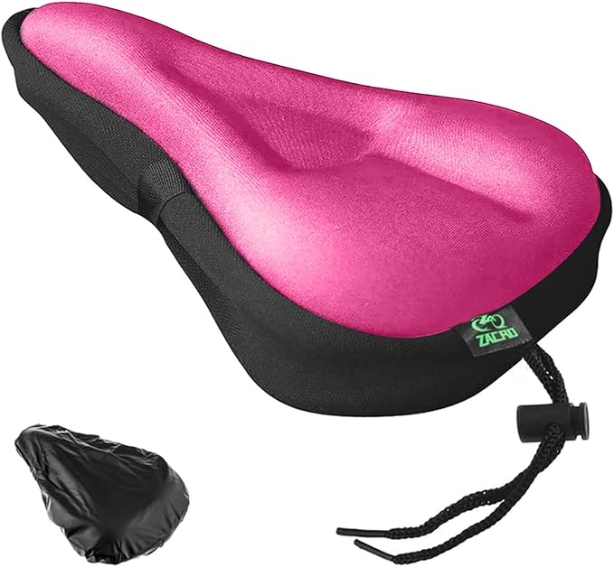 Zacro Bike Seat Cushion - Gel Padded Bike Seat Cover for Men Women Comfort, Extra Soft Exercise Bicycle Seat Compatible with Peloton, Outdoor & Indoor Bike Saddles