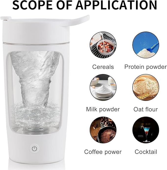 JOTER & LIBEAR Electric Shaker Bottle, Made with Tritan - BPA Free - Portable Mixer Cup/USB Rechargeable Shaker Cups for Protein Shakes and Meal Replacement Shakes, 22 oz (White)