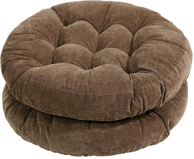 Tiita Round Floor Pillow Cushions 22"x22" Patio Chair Cushion for Outdoor Furniture Seat Pads Set of 2 Meditation Cushion for Yoga Living Room Sofa Balcony, Coffee