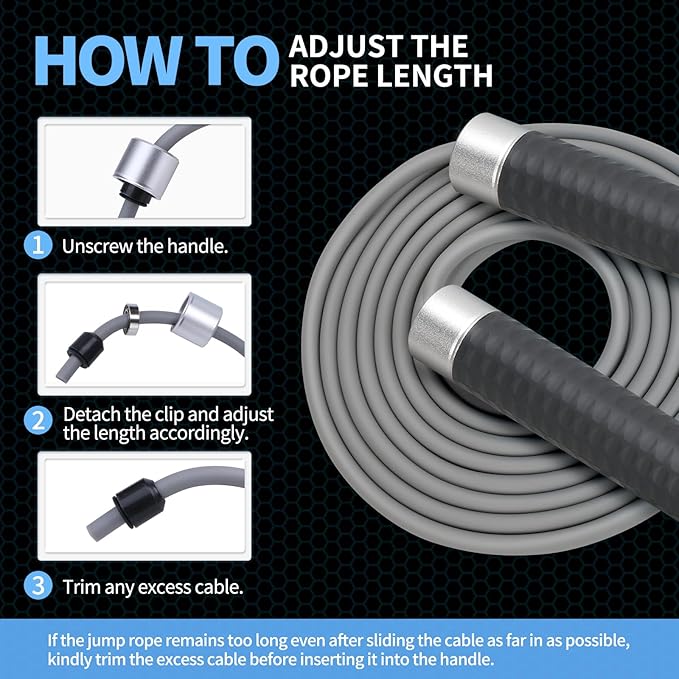 Weighted Jump Rope for Men,Women and kids(1LB), Jump Ropes for Fitness, Speed Skipping Rope, Gym,Indoor/Outdoor - Fitness, Workout, Boxing,crossfit