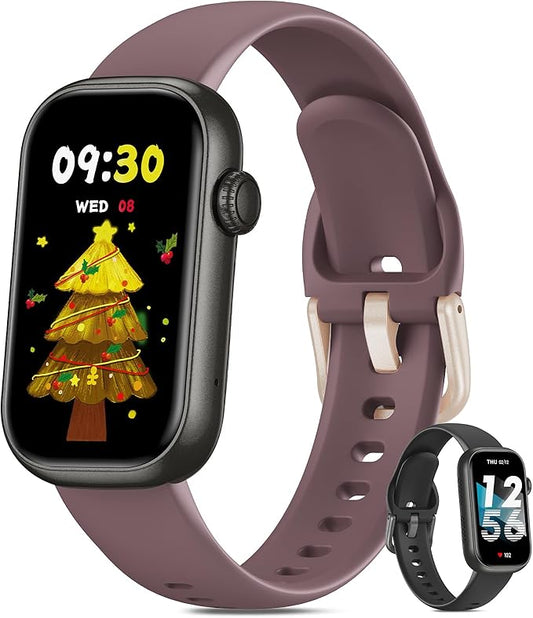 Fitness Tracker for Men Women, 24/7 Heart Rate, SpO2 and Sleep Monitor Health Watch, Calorie Step Counter Fitness Watch IP68 Waterproof Smart Watch for Android and iOS, Black/Smoke Violet