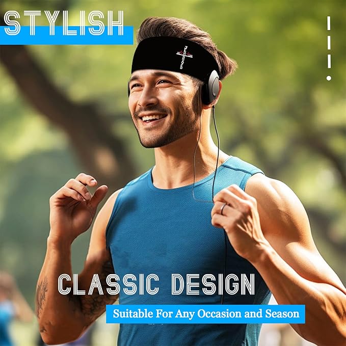 Sports Headbands for Men Sweatbands Sweat Bands Headbands Men 3pcs Workout Cooling Head Bands for Running Hairband for Tennis Football Gym Yoga