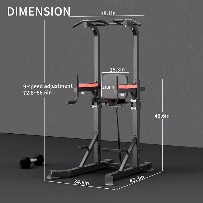 K KiNGKANG Power Tower Dip Station, Multi-Function Assistive Trainer Pull Up for Home Gym Muscle Building and Beginner Exercises,Load 450LBS